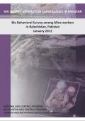 HIV Second Generation Surveillance Bio Behavioral Survey among Mine Workers in Balochistan, Pakistan 2012