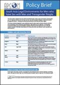APCOM Policy Brief: South Asia Legal Environments for Men who have Sex with Men and Transgender People